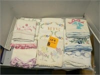 9 PAIRS VINTAGE EMBROIDERED PILLOWCASES (ONE IS