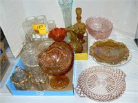 LARGE GROUP GLASS: LUSTER COMPOTE, AMBERINA
