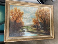 1965 "October" Oil on Canvas Landscape Painting