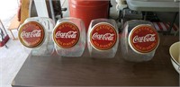 4- Coca-Cola glass canisters, coke