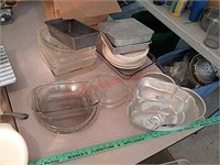 Pyrex glass dishes, etc