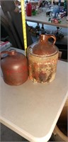 2- vintage shoulder crock jugs, damaged as shown