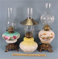 (3) Antique Oil Lamps