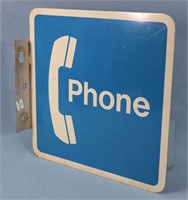 Vintage Aluminum Pay Phone Bracket Sign