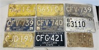 Vintage License Plates, 2 Pair, 1939 MI, etc