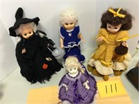 4 Dolls w/ hand crocheted outfits
