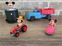 (4) Vintage Toys incl 3 Mickey Mouse