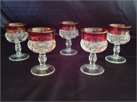 (5) Kings Crown Goblets with Gold Trim on Rim