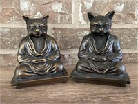 Bronze Buddha Cat Bookends