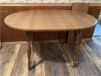 Midcentury Oval Maple Table with Turned Legs