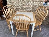 Tile Top Kitchen Table with (3) Windsor Chairs