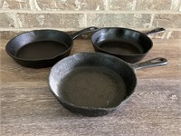 (3) 8in Cast Iron Skillets