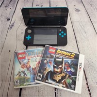 Nintendo 3DS Black/Blue with 2 Game Cartridges