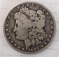 Silver 1890-o Morgan dollar