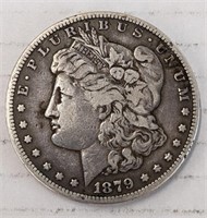 Silver 1879-s Morgan dollar