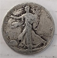 Silver 1919 Walking liberty half dollar