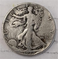 Silver 1929 Walking liberty half dollar