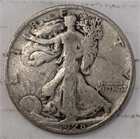 Silver 1928 Walking liberty half dollar
