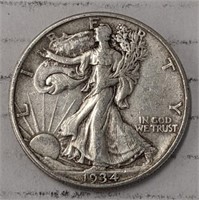 Silver 1934 Walking liberty half dollar