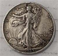 Silver 1935 Walking liberty half dollar
