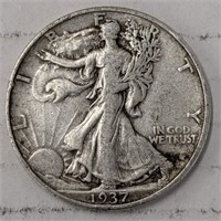 Silver 1937 Walking liberty half dollar