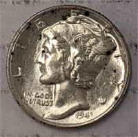Silver 1941 Mercury dime