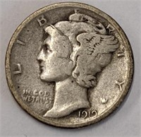Silver 1919 Mercury dime