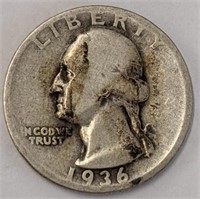 Silver 1936d Quarter