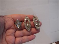 Vtg Adjustable Rhinestone Ring Signed Lisa &