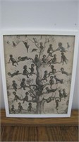 Antique Framed Black Americana Print "Black Birds"