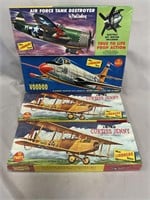 4 Boxed Vintage Lindberg Airplane Model Kits