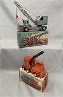 2 Boxed Japanese Tin Mobile Cranes