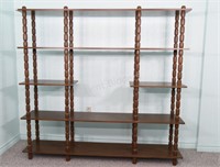 Retro Multi Level Bookcase with Turned Supports