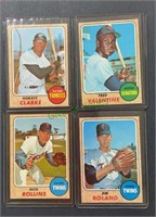 1968 Topps four card lot - Clark, Valentine,