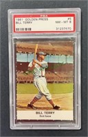 1961 Golden Press Bill Terry, PSA 8, card #5