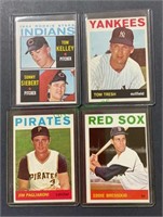 1964 Topps 4-card lot, Kelly, Siebert, Tresh,