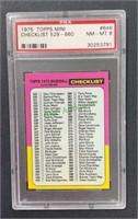 1975 Topps Mini Checklist 529-660, PSA 8,