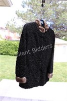 Black Lambs Wool & Mink Ladies Coat