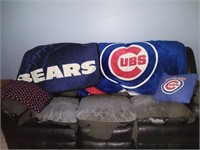 Chicago sports fan lot.  Cubs blanket with