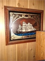 British Clipper wall decor mirror, and a framed