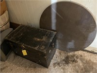 Card table & metal trunk