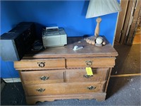 4 Drawer chest, lamp, & boom box