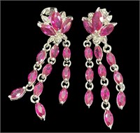Stunning Marquise Cut Ruby Dangle Earrings