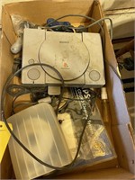 Sony Playstation, controller,  & misc items