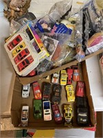 2 flats Matchbox cars, HotWheels, McDonalds toys