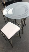 37 Inch Tall Glass Top Table With 2 Chairs