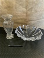 Heavy crystal bowl and vase