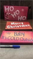 (3) Wooden Christmas Themed Signs