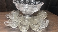 Vintage Punch Bowl Set With 12 Cups