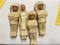 4 Vintage Native American plastic type dolls